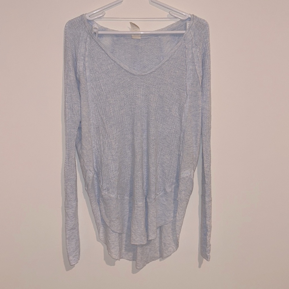 We The Free Catalina Pastel Blue Tunic Thermal Waffle Knit Long Sleeve - Picture 2 of 8